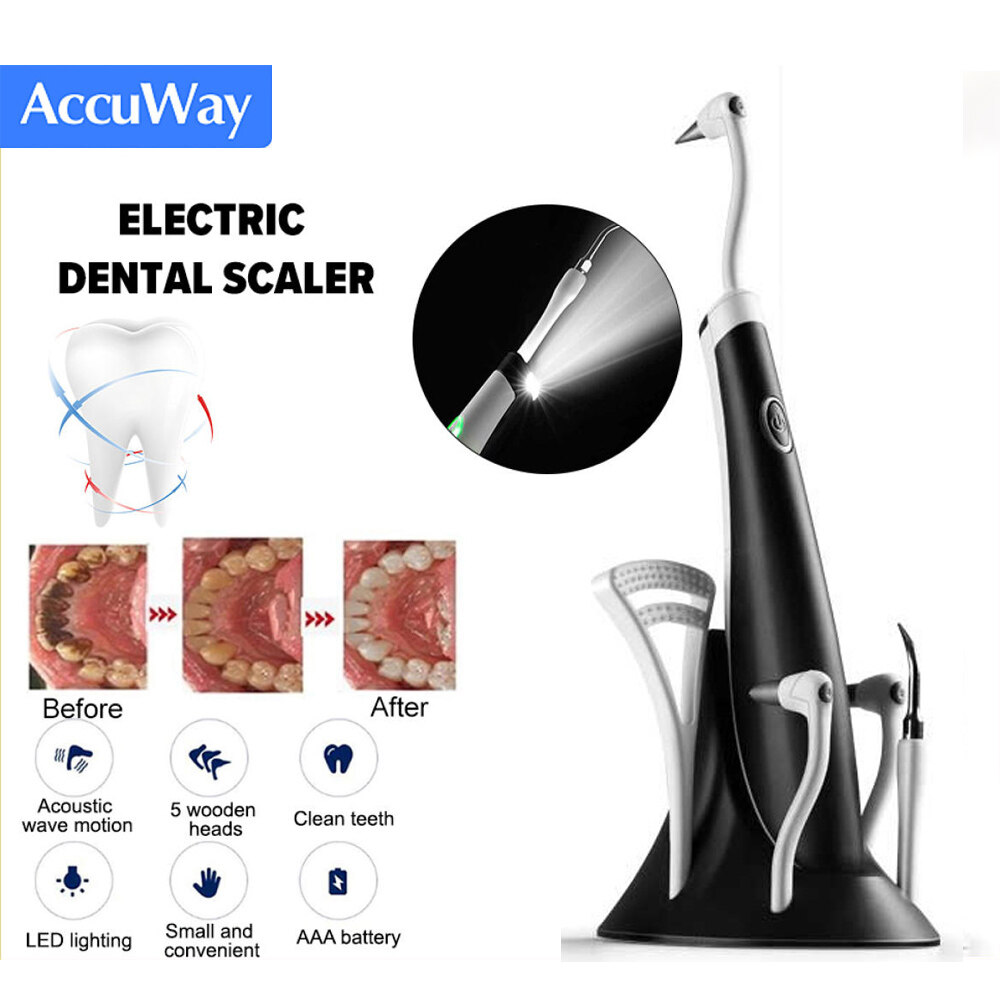 AccuWay 5 In 1 Electric Ultrasonic Sonic Cute Dental Scaler Tooth Calculus Remover Cleaner Stains Tartar Tool Whiten Teeth Tartar Remove