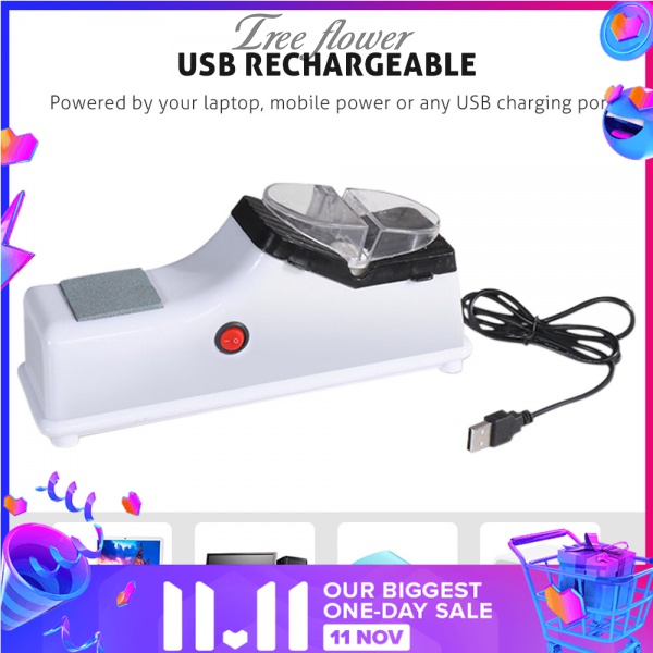 ??Free sharpening oil??Electric Knife Sharpener USB Powered Multi-Function Electric Knife Sharpening Tool for Chef Kitchen Knife Fruit Knives Scissors