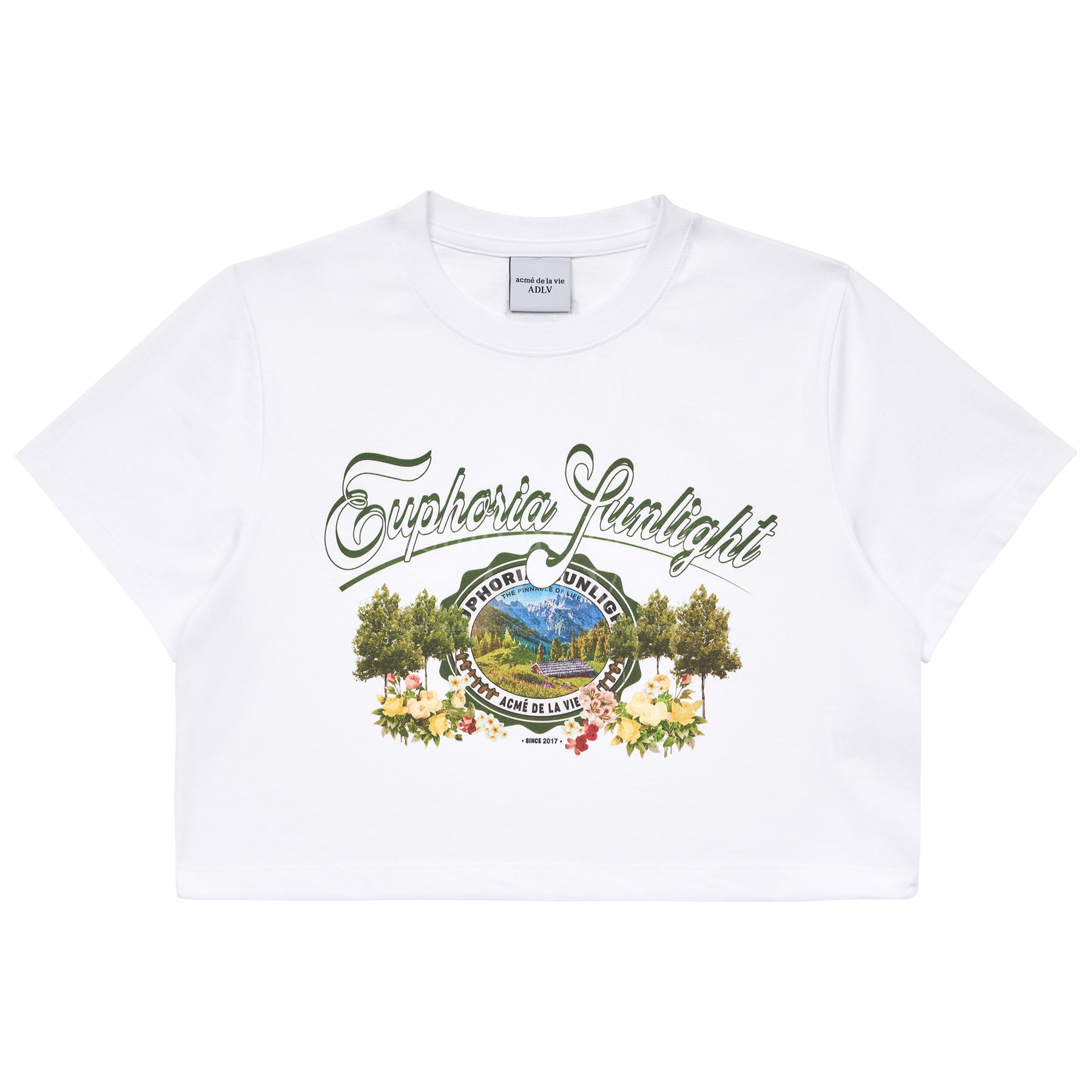 [acme de la vie]100％ Authentic GREEN ARTWORK CROP TOP SHORT  SLEEVE T-SHIRT ADLV