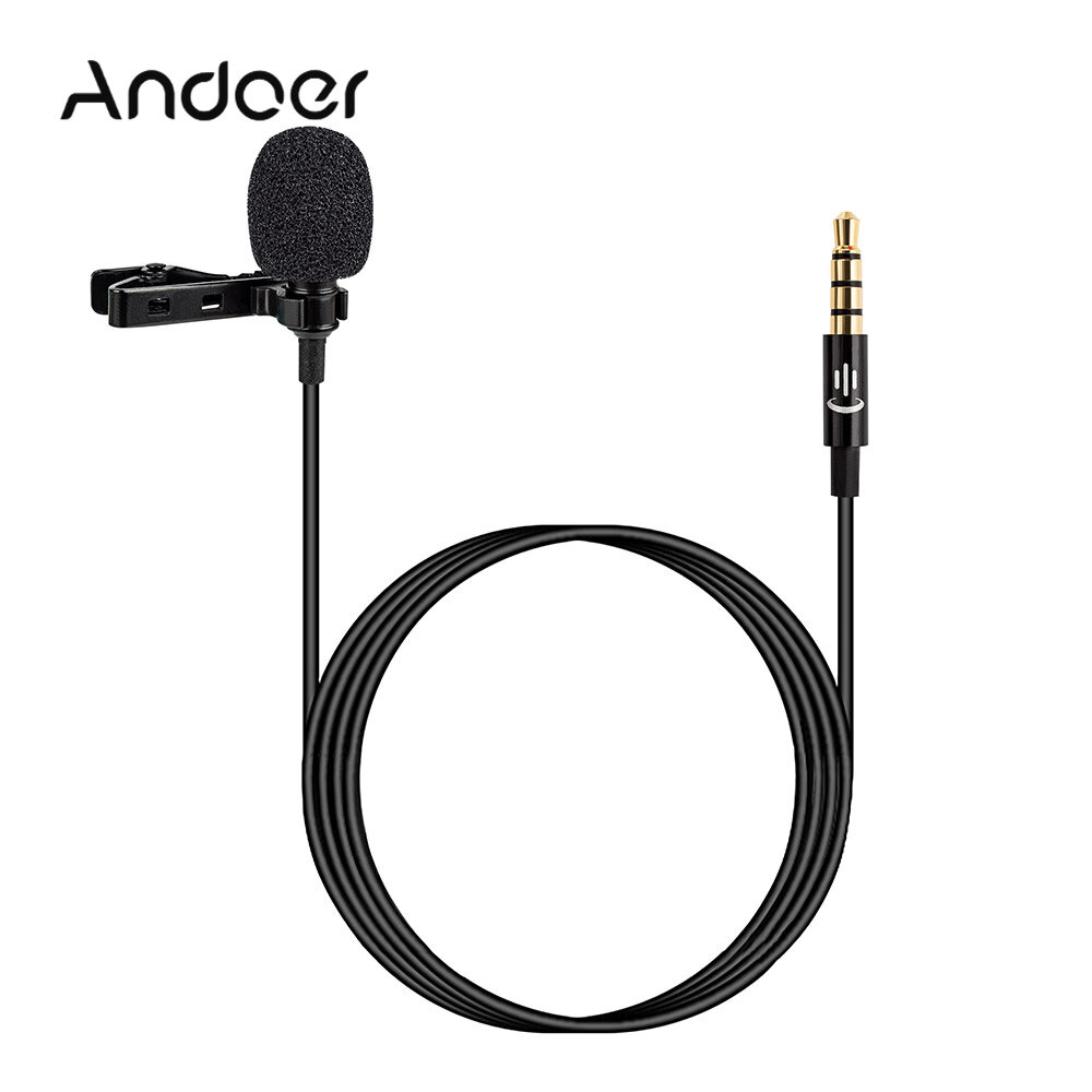 Lavalier Lapel Portable Clip-on Microphone Mic 3.5mm Audio Plug Length 1.5m Omni-directional Noise-canceling Mic for Smartphone Camera Computer Laptop for Video Recording Interview Webcast