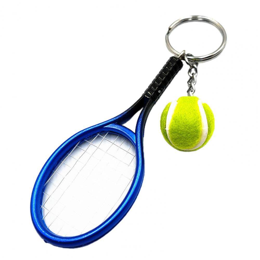 BURRAN Fashion 6 Color Handmade Key Chain Jewelry Gifts Ornaments Car Key Ring Tennis Racket Keychain Tennis Pendant Sport Key Ring