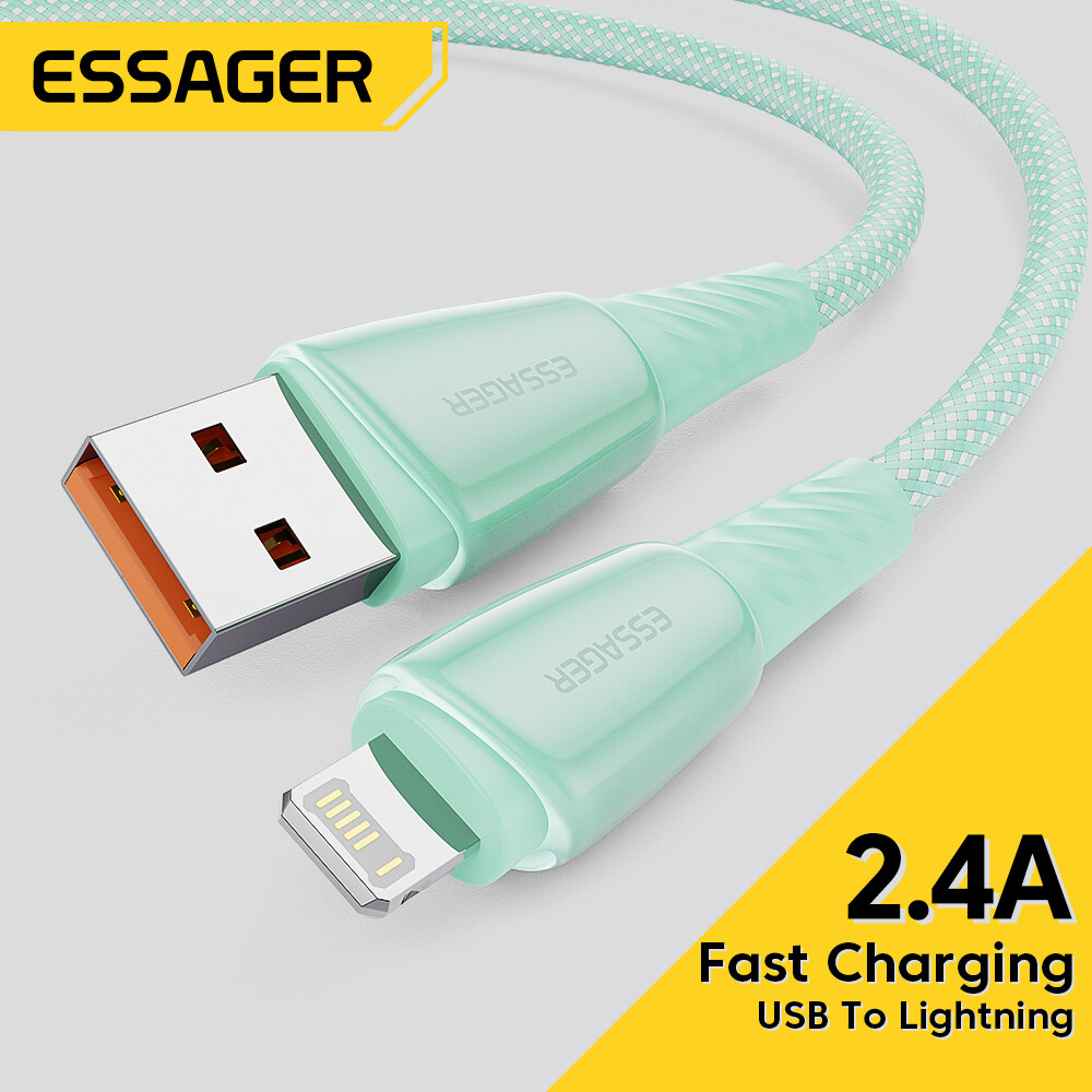ESSAGER PD USB A To Lightning Cable For iPhone 11 12 13 Pro Max 2.4A Fast Charging Charger Cable For iPhone 6 7 8Plus iPad Data Cord Wire