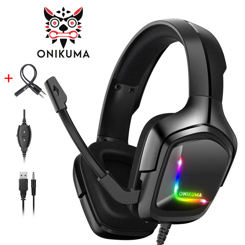ONIKUMA K20 Gaming Headset with Mic and Noise Cancellation Headphone Gaming  with Led Light for Mobile Phone  Laptop PS4 PS5 PC XBOX