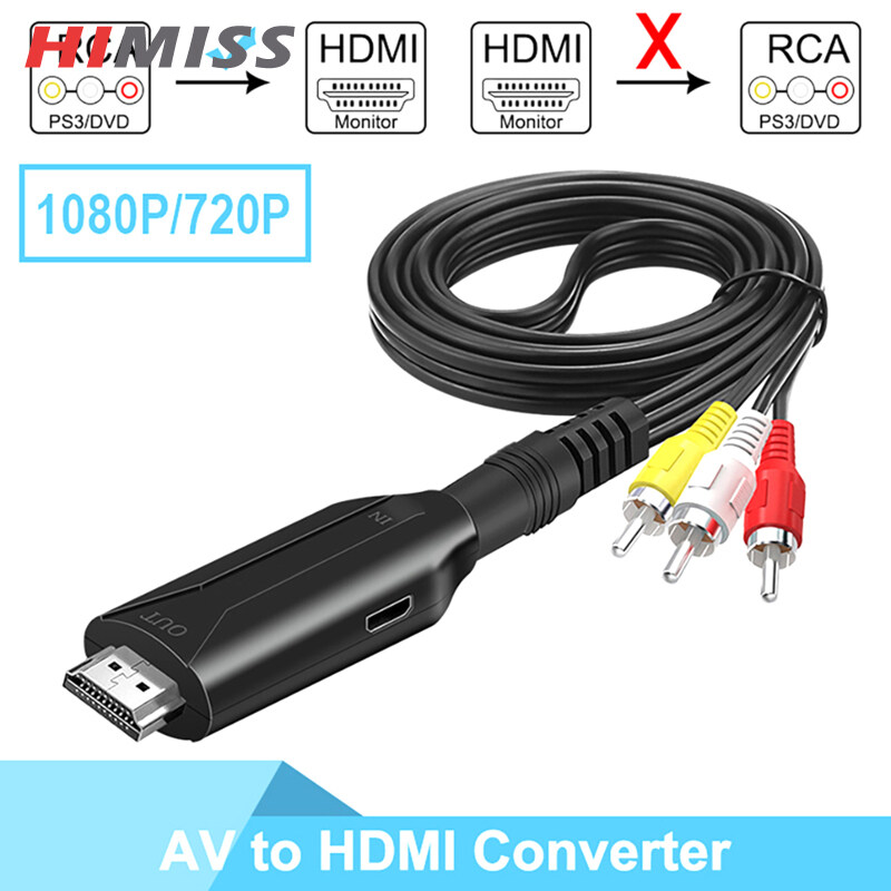 Tracer 3c In stock Av To Hdmi-compatible Converter Video Adapter Cable 1080p 720p For Pc To Tv Set-top Box Three-color Male Rca Line