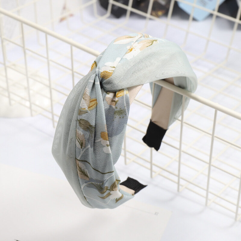 Korean New Simple Headband for Women Fashion Net Red Hair Accessories Temperament Sweet Chiffon Printing Hair Hoop Headwear