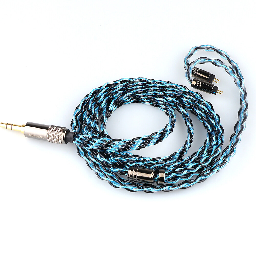 Tripowin Danube IEM Cable 8 Core Silver-plated OCC Copper + 32 Wire Braided Earphone Cable with PVC Outer Layer, 28 AWG Litz Structure for Audiophile KZ ZS10 PRO AS10 TINHIFI T2 QDC 2pin MMCX