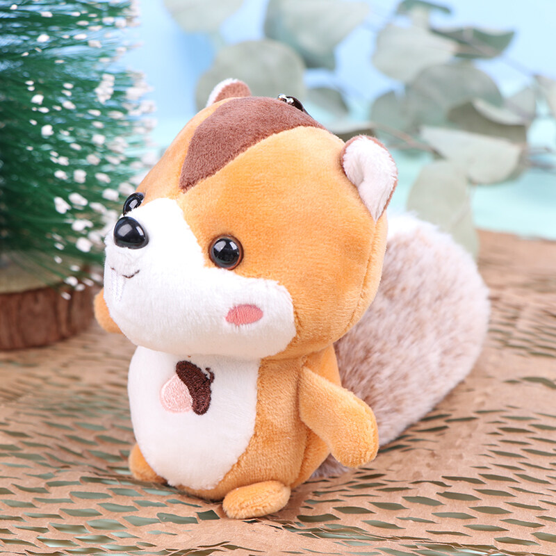 Fre Mini Squirrel Plush Toy Decorations Oversized Tail Squirrel Ornament Keychain