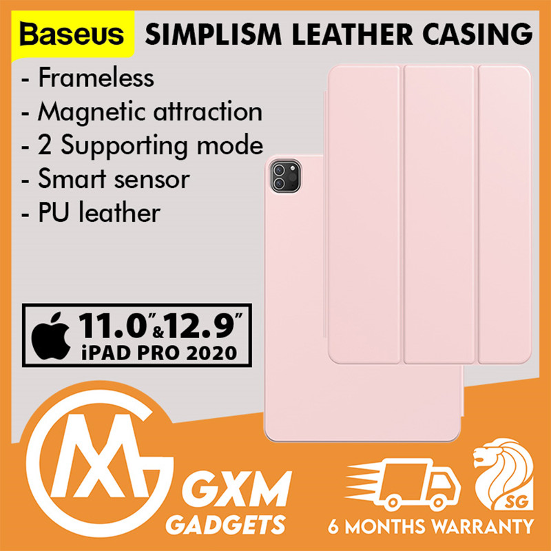 Baseus Simplism iPad Pro 2020 11/12.9 inch Strong Magnetic Tri Three Fold Flip Leather Case Ultra Thin Drop Resistant Foldable Case Stand Holder