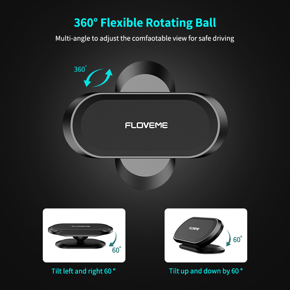 FLOVEME S16 Car Phone Mount Holder 360 Rotatable Magnetic GPS Bracket Stand