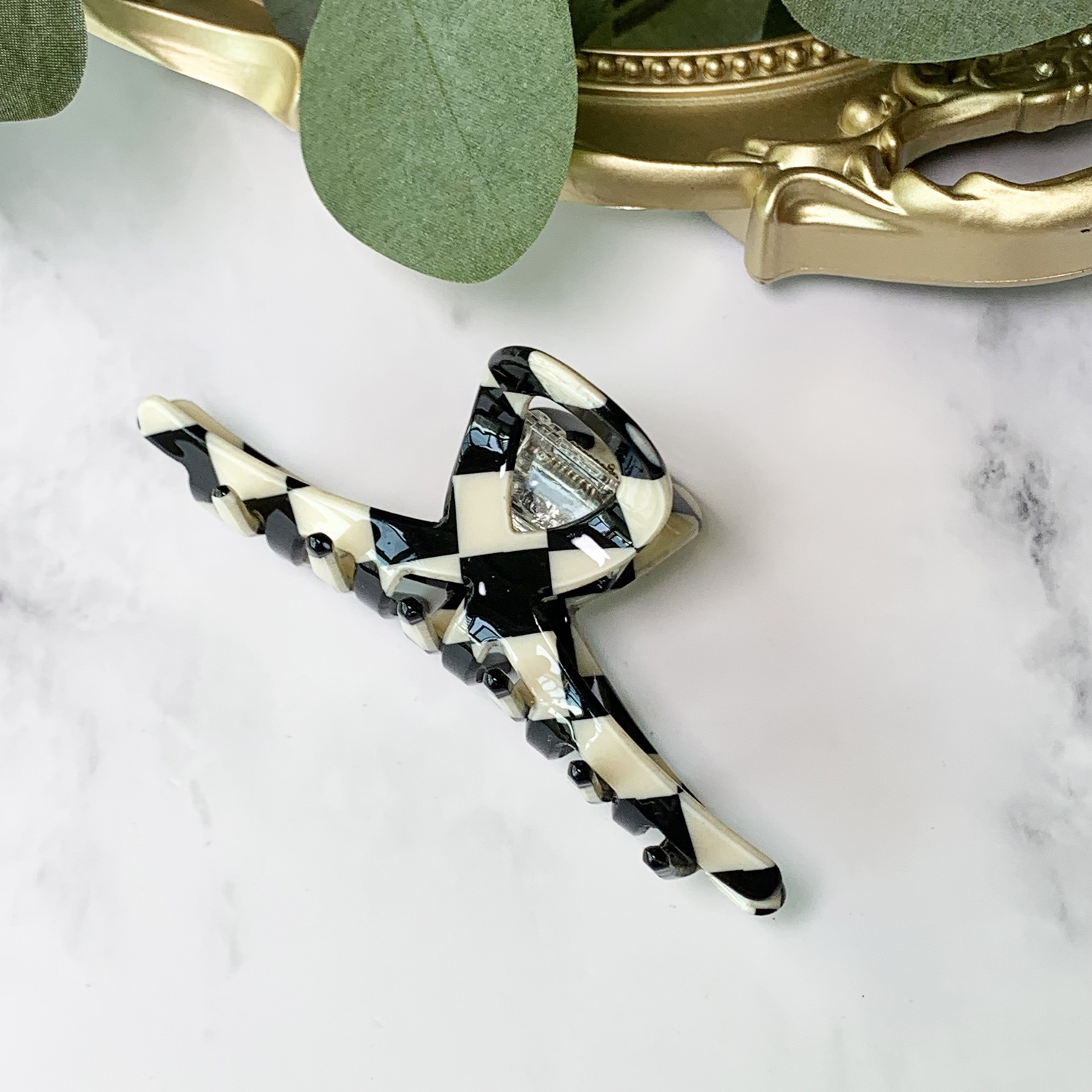 [SG | NEW] Gingham Pattern (Big) Acetate Fiber Big and Medium hair Claw Hair Clip, Trending Checkered Pattern Cool Girl Hair Claw in 7 Design