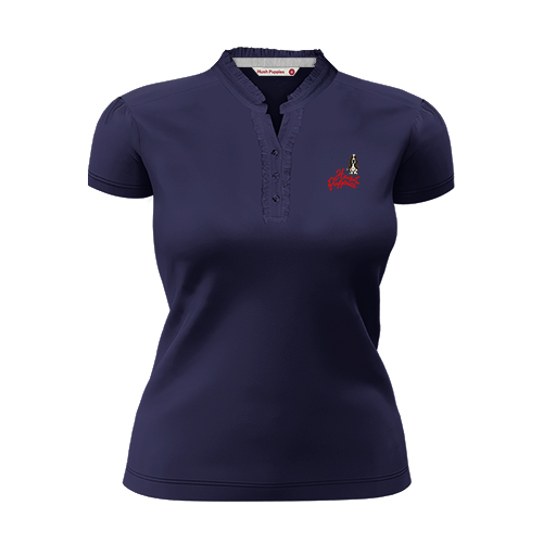 HUSH PUPPIES LADIES' COTTON PIQUE SHORT SLEEVE MANDARIN COLLAR POLO W EMB | #HLP177904