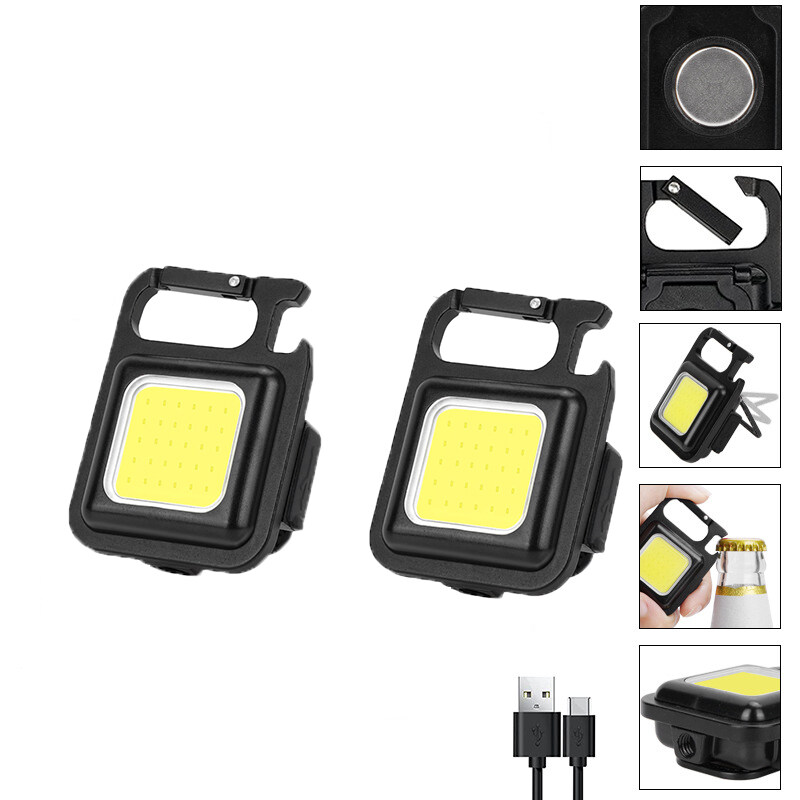 USB Charge Keychain Lights Mini LED Flashlight Repair Work Lights Portable Outdoor Camping Flashlight Torches Emergency Lamps