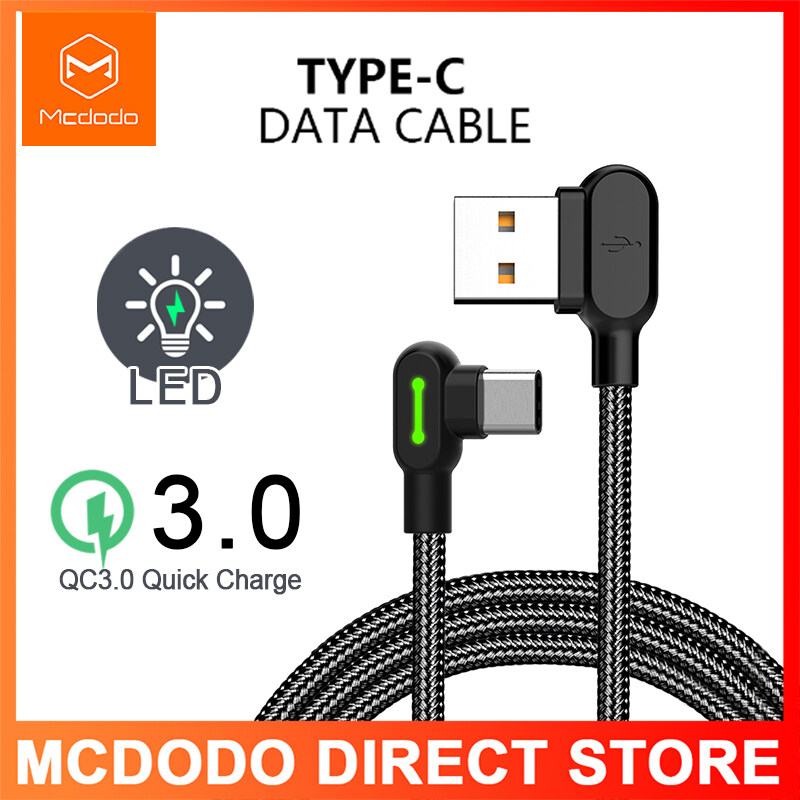 Mcdodo Type C 90° Gaming Cable for Samsung Huawei Xiaomi charging cable 0.5 / 1.2M / 1.8M
