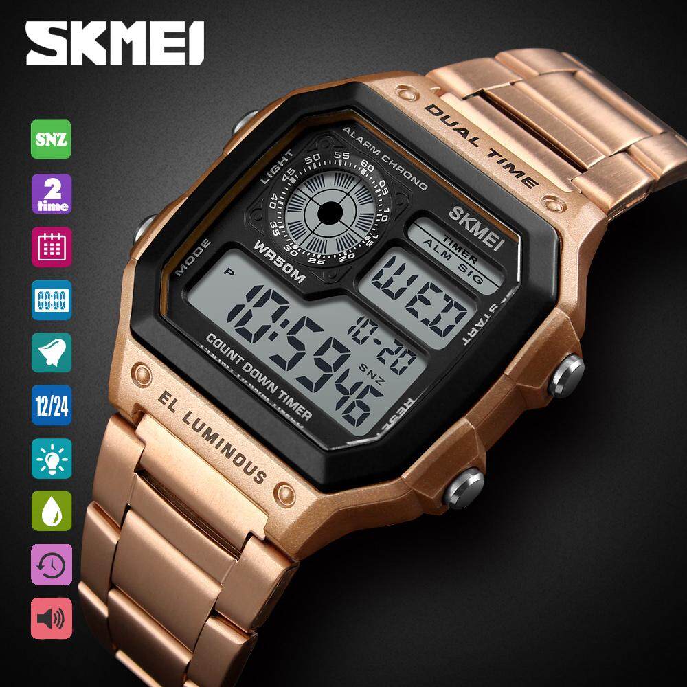 SKMEI Fashion Men Watch Sport Wristwatch Military 5Bar Water Resistant Chronograph Countdown EL Backlight Alarm Snooze Hourly Chime Auto Complete Calendar 1335