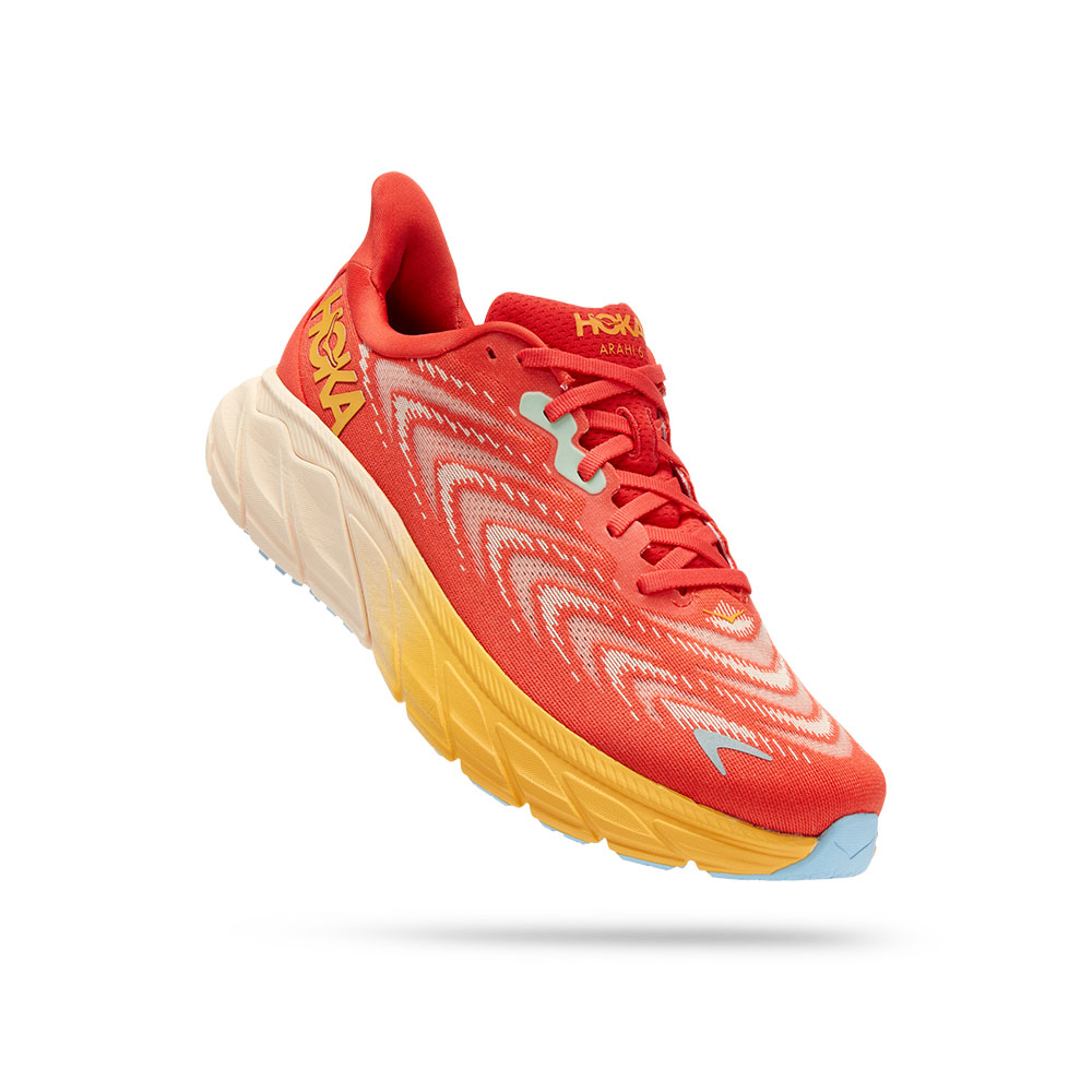 HOKA Men Arahi 6 Road Running Shoes - Fiesta / Amber Yellow