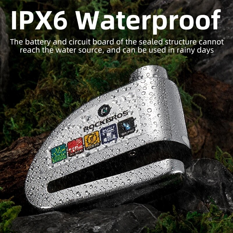 ROCKBROS Disc Brake Cycling Lock Anti-Theft Wheel Lock 110dB Sound Alarm Disc Lock Alarm for Motorcycle Scooters Motorcycles Bikes