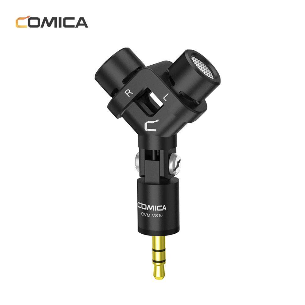 COMICA CVM-VS10 Mini Flexible XY Stereo Microphone Mic 3.5mm TRS Plug 90° Adjustable for Go-Pro Action Camera DSLR Camera Black