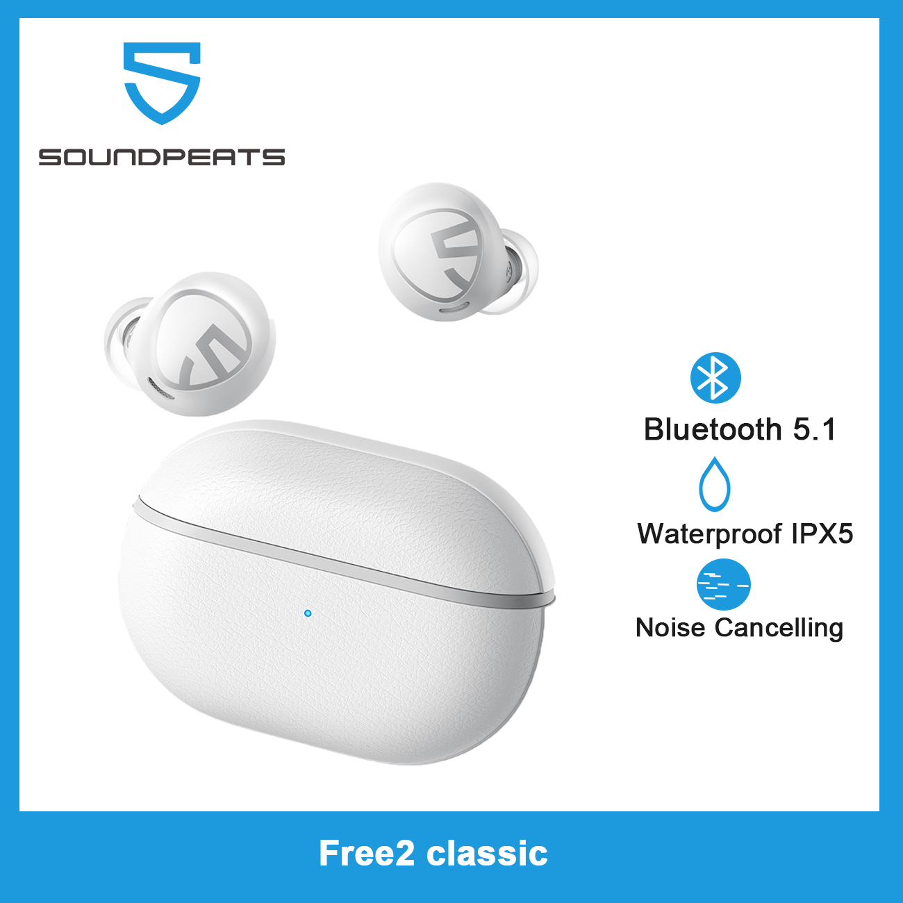 SOUNDPEATS Free2 classic Bluetooth V5.1 Single Mic 8H IPX5 Type-c Touch Playtime 30H Wireless Earbuds