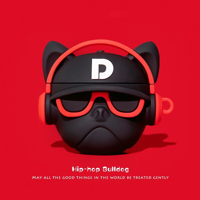 BLUESN Music Bulldog Case for Apple AirPods 1 2 Pro Cool Rock Dog Soft Silicone Wireless Bluetooth Earphone Case for Airpods 3 2021