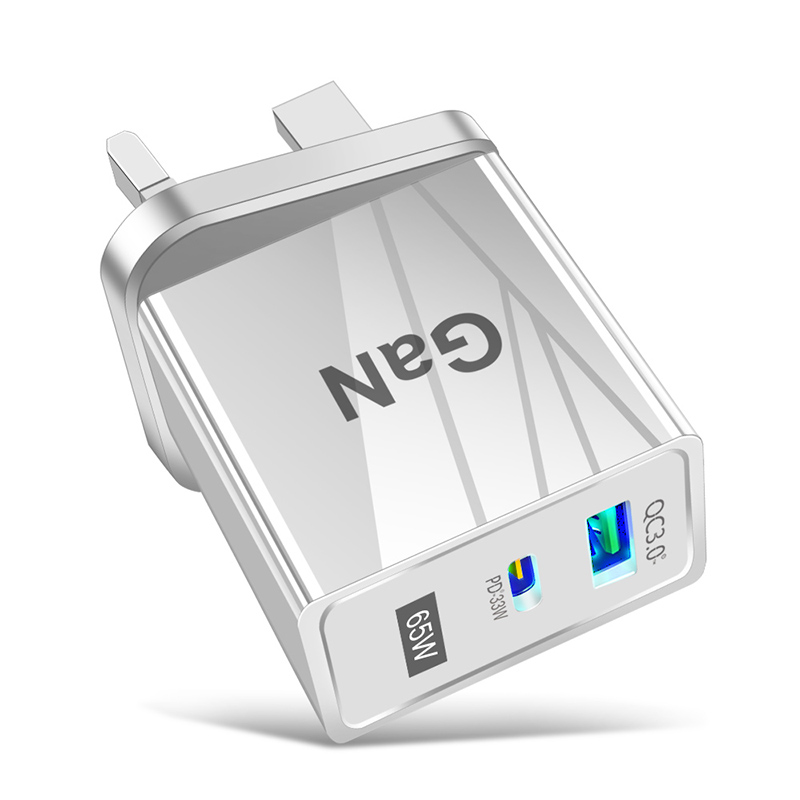 DISOUR Original US/EU/UK Plug 65W GaN Fast Charger QC3.0 USB+Type-C PD For Infinix Xiaomi Redmi Huawei iPhone Oppo Vivi Charge Cable 5V/6.6A 9V/3A 12V/2.75A 20V/1.67A Quick Charging For IOS Android