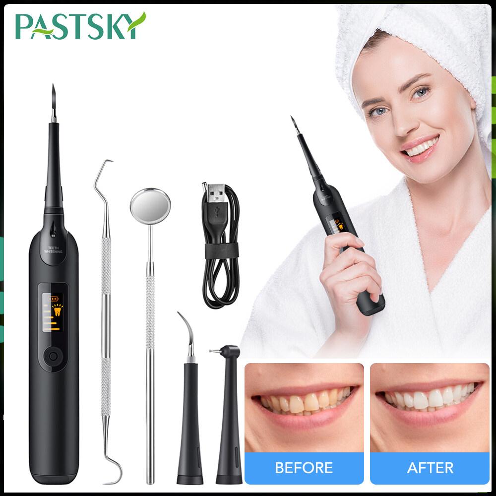 PASTSKY Electric Ultrasonic Dental Scaler Tooth Cleaner Machine Calculus Remover Cleaner Stains Tartar Teeth Tartar Remove with LED Display