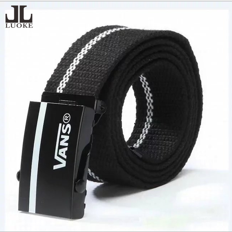 Luoke Men Women Belt With Canvas Hip Hop Belt Casual New Trend Youth Belt Fashion Automatic Buckle Belt 110CM
