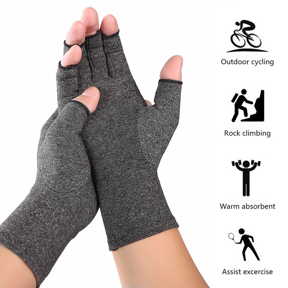 1 Pair Open Fingers Compression Arthritis Gloves Joint Pain Relief Wrist Guard Hand Protection
