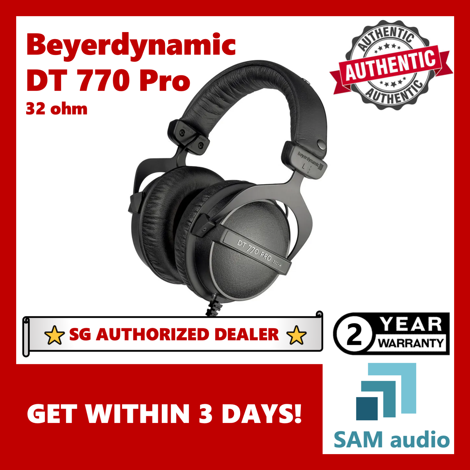 [SG] DT 770 Pro Beyerdynamic, Reference headphones for control and monitoring (32/80/250 ohms, closed back, DT770Pro DT770 Pro)