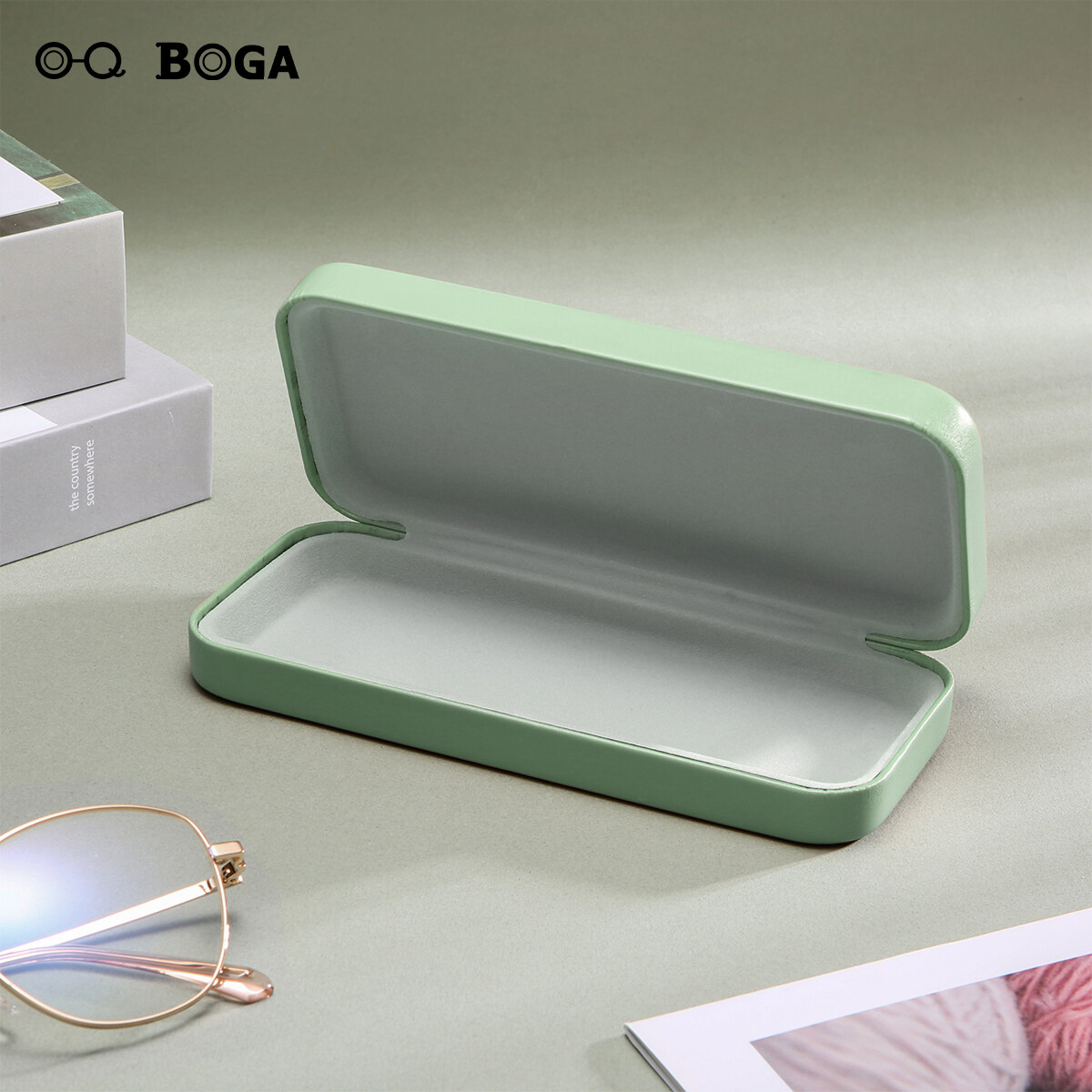 OQ BOGA 7 Colors Leather Plastic Iron Fashion Portable Unisex Hard Shell Eyewear Cases Men Women Sunglasses Eyeglasses Protective Box