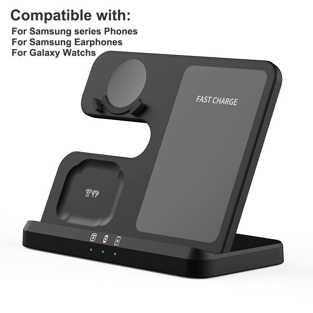 Wireless Charging Station for Samsung 3 in 1 Wireless Charger Stand for Galaxy Watch 5 Pro/4/3/Active 2/1 Compatible with Samsung S22 Ultra S21 S20 Note20 S6 Note10/20 Z Flip 4/3  Z Fold Galaxy Buds 2
