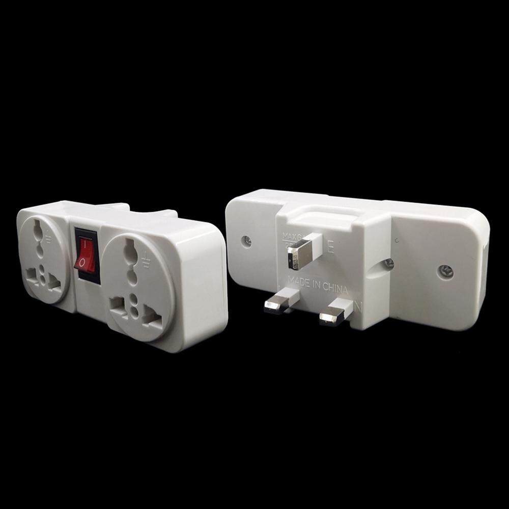 White Copper 250V 10A Universal Adaptor Socket Portable 2 Way Outlet Extend EU US UK Converter Plug With on-off Power Switch