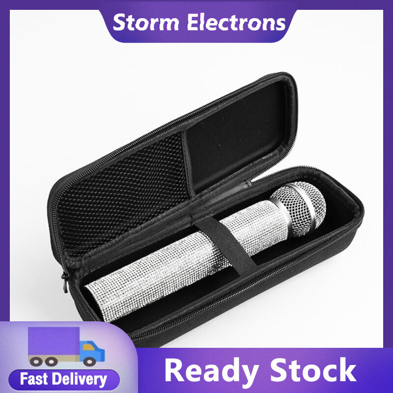 SE Portable Wireless Microphone Storage Box Hard Shell Shockproof Travel Carrying Case Zipper Organizer