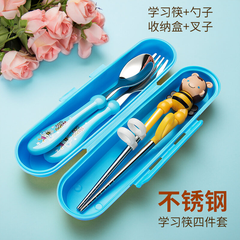 Children's Stainless Steel Training Chopsticks Section 4 Children 5 Home Baby Learning Practice Chopsticks Auxiliary Section 2 3 Years Old 6 Boys