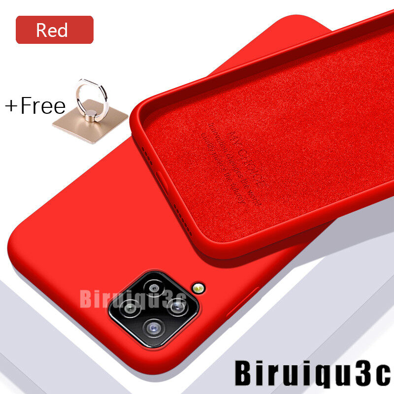 [Free Ring Holder] Biruiqu For Samsung Galaxy A42 5G Shockproof Ultra-thin Liquid Silicone Case Mobile Phone Case
